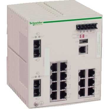Preisvergleich Produktbild Schneider TCSESM163F2CU0 Ethernet TCP / IP Managed Switch, ConneXium, 16TX