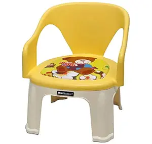 Nilkamal Pups Kids Strong and Durable Plastic Chair with Cushion Base (Yellow), 35 * 36 * 38 cm