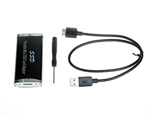 Hülle für Tragbare Externe Hard Disk (Festplatte) USB 3.0 Adapter Schwarz Gehäuse für Mini PCI-E mSATA SSD Mini SATA Samsung PM800, Intel 310, Innodisk J80, Renice X3 50MM, Toshiba - 3