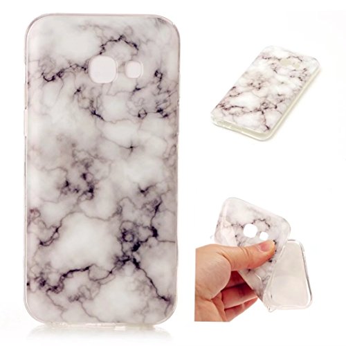 Samsung Galaxy A5 2017 Hülle,JIEJIEWYD Protektiv case Cover TPU Silikon Gel Transparent Weichem Ultraleicht Marmor Serie Handytasche Etui Cover für Samsung Galaxy A5 2017 - Weiß Grau