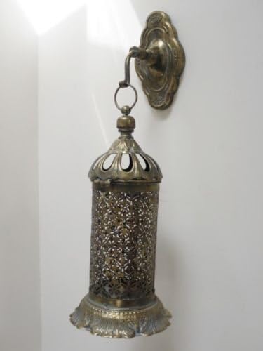 Large Morrocan Style Hanging Metal Wall Lantern Candle Holder Vintage Style