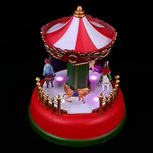 IMIKEYA Christmas Carousel Horse Music Box Merry- Go- Round Musical Box Horse Figurine Rotating Handcraft Collection Home Decor Christmas Toy