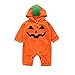 Produktbild QinMM Kleinkind Infant Baby Mädchen & Jungen Mit Kapuze Strampler Overall Halloween Outfits Kleidung Kostüm Outfits Kürbis Ghost Print Kleidung Set Orange für 6 Monate-24 Monate (12M, Orange)