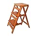 Produktbild Home Massivholz Trittleiter 3 Stufen Klappbar-Tritthocker Multifunktions-Klapptreppenstuhl Innenklettern DREI Stufen kleine Leiter Schritt Hocker Bibliothek Klappleiter Klappstuhl,YellowWalnut