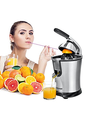 CONCEPT Hausgeräte ce3520 hochwertige elektrische Zitruspresse mit Hebelarm, 750 ml, 160 W, edelstahl / schwarz - 2
