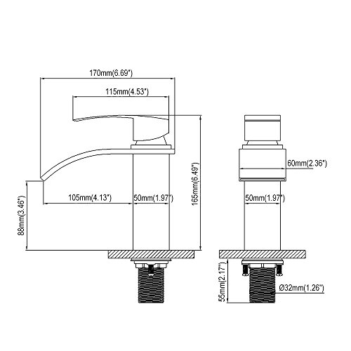 Homelody Bad Waschbecken Armatur Chrom Wasserfall Wasserhahn Badarmatur Mischbatterie Armatur Einhebelmischer Waschbeckenarmatur Waschtischarmatur Waschtischbatterie Waschtischmischer - 8