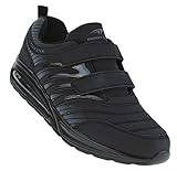 mbt schuhe herren mit klettverschluss  Bootsland Unisex Klett Sportschuhe Sneaker Turnschuhe Freizeitschuhe 001, Schuhgröße:43, Farbe:Schwarz