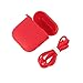 Produktbild Wokee Airpods Zubehör - Weiches Silikon-Schutzhülle Case + Draht Anti Verloren für Apple AirPods Kopfhörer Wasserdichte Silikon-Fall-Abdeckung mit Anti-verlorenen Gurt Kopfhörer (Rot)