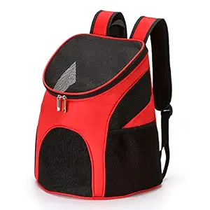 Emily Pets Pet Carrier Backpack with Adjustable Shoulder Strap, Breathable Mesh Soft-Sided Bag for Cats Puppy and Small Dogs (Red)