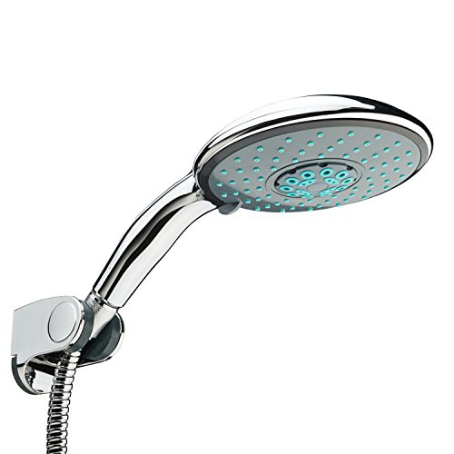 Jocalvi Handbrause mit Schlauch und Halterung - XXL Wellness - 4 Strahlarten - Duschkopf 150mm Durchmesser mit Duschschlauch - Brauseschlauch 1,5m und Duschbrause - Halter
