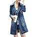 Produktbild Trenchcoat Jeansjacke,Dasongff Frauen Mäntel Herbst und Winter Langhülse Lose Revers Doppel-breasted Jeansjacke Mädchen Jeansmantel (S, Blau)