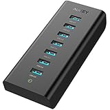 AUKEY USB Hub 7 USB 3.0 Ports SuperSpeed 5Gbps with Power Adapter 30W, On / Off Switch and 3.3ft / 1m USB Cable Data Transfer USB 3.0 Hub for Windows XP / Vista / 7 / 8 / 10, Mac OS, Linux and More
