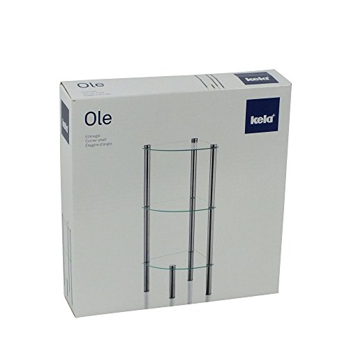 Kela 18050, Eckregal, 3 Etagen, Metall/ Sicherheitsglas, 28,5x 28,5x 76 cm, Ole, Verchromt - 3