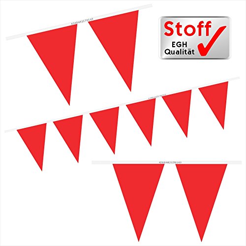 Wimpelkette Stoffwimpelkette Rot Uni 1-farbig 40 Wimpel 10m Wimpelgirlande Deko