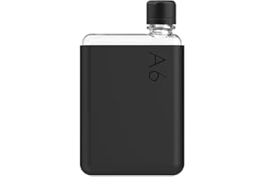 memobottle Confezione da 375 ml, formato A6 (inchiostro nero) – Bottiglia, custodia in silicone e coperchio | Borraccia compatta per borse e piccole tasche | Tritan senza BPA | Moderna, minimalista |