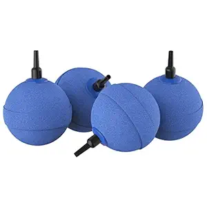 Pawfly 2 Inch Blue Ball Air Stone Bubble Diffuser for Hydroponics Aquarium 2 W Air Pump, 4 Pack