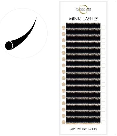 WonderLash® Premium Faux Mink D Curl 0.15 0.20 0.25 Diameter Individual Eyelash Extensions Semi Permanent Eye Lashes (0.25 D 13mm)