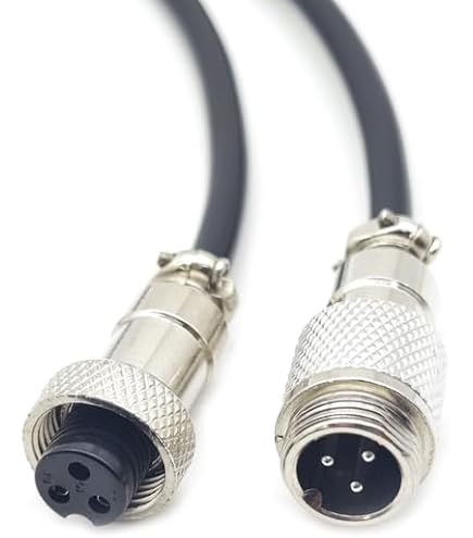 Câble Aviation GX12 3 Broches Mâle/femelle - 1 Mètre - Métal Robuste - Pour Data, Automatisme, Automobile