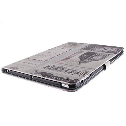 iPad mini Lederhülle – Felfy Slim Full Body UK Flagge mit London Muster PU Case Cover Etui Schutz Hülle Tasche für Apple ipad mini 3 mini 2 mini 1 + 1x Rot Bling Eule Anti Stöpsel + 1x Black Stylus - 4