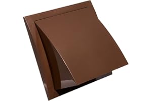 EUROPLAST Ø 125mm Rejilla de Ventilación con Protección contra Lluvia y Viento y Válvula de Retención - Plástico ABS Marrón