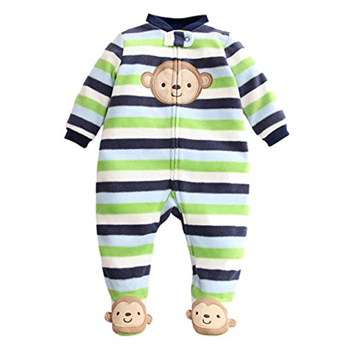 Bambino Pagliaccetto Fleece Tutina Pigiama Carino Tuta Maniche Lunghe Body 9-12 Mesi