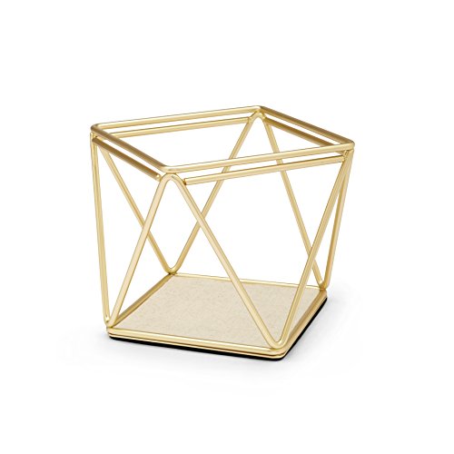 Umbra 299480-221 Jewelry Display Prisma Ringhalter, Schmuckständer, Schmuckhalter, Ohrringhalter, Armbandhalter mit Leinen ausgekleidete Ablage, vermessingter Stahl, messing