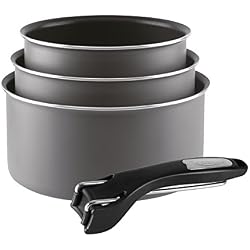 Sitram 710876 Lot de 3 Casseroles Sitramulti Rondes coloris Taupe en Aluminium Anti Adhésif avec Poignée Pince 16/18/20 cm