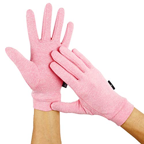 Duerer Gants de Compression Arthritique, Pour Aider A Augmenter La Circulation Réduire La Douleur Et Favoriser La Guérison, Gants Arthrose Convient pour Hommes et Femmes(Full Finger Pink, M)