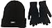 Price comparison product image Mens Black 'Rockjock' Thermal Thinsulate Winter Hat (Style: Chunky Rib Knit with Rockjock R40 Lining) and 'Handy' Thermal Gloves Set