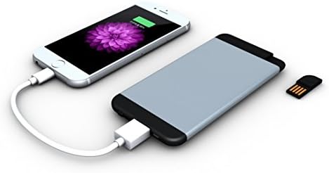 Gemc Supercharger Power Bank 2 in 1 iPhone Holder with 5000 mAh with USB Memory Stick for your iPhone x 8/8/7, 7 +, 6S, 6S Plus, 6, 6 Plus, 5S and Android (Various Colours) Silver 10400
