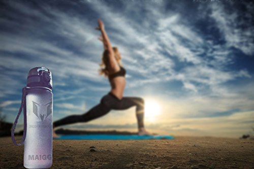 MAIGG Beste Sports Trinkflasche – 500ml & 1000ml – Eco Friendly & BPA-freiem Kunststoff – für das Laufen, Fitness, Yoga, Im Freien und Camping – Schnelle Wasserdurchfluss , Flip Top, öffnet sich mit 1-Click – Wiederverwendbare mit dicht schließendem Deckel - 6