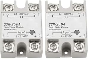 XINGYHENG BGTXINGI 2PCS SSR-25DA 10DA 40DA Single-Phase DC Solid State Relay Module Load 24-380VAC Controlled Module Input 3-32V DC for Industrial Automation Process (SSR-25DA)