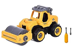 IndusBay Take Apart Construction Tool Truck Toy Road Roller CompactoTrucks Assemble disassemble Truck Toy for Boys Kids Stem Building Educational Toy for Boys Yellow