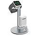 Produktbild ATOPHK 2 in 1 Premium Aluminium Tischständer Ladestation Station für Apple iWatch (38mm 42mm) Nachttisch Modus Kompatibel, Airpods Wireless Bluetooth Kopfhörer Fall mit Kabel Management Grau