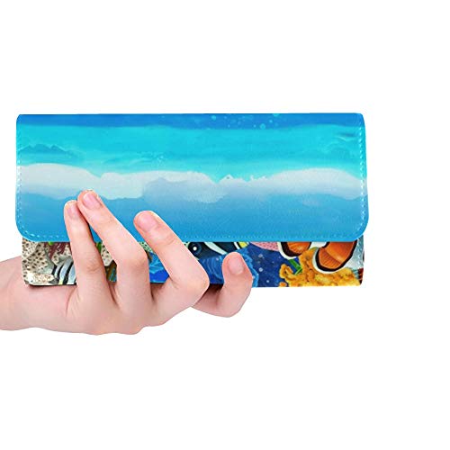 Preisvergleich Produktbild Einzigartige benutzerdefinierte Korallenriff Kinder Frauen Trifold Wallet Lange Geldbörse Kreditkarteninhaber Fall Handtasche