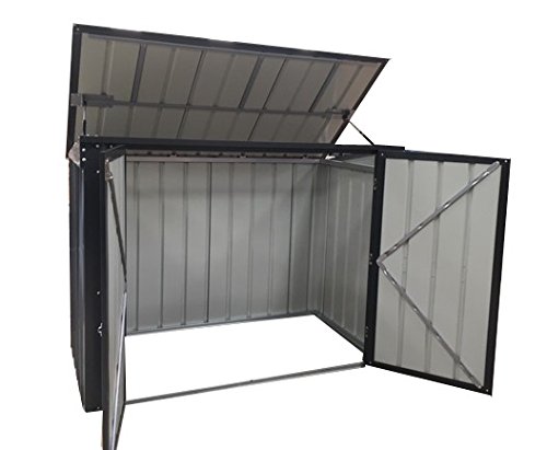 Globel Industries Metallgerätebox und Mülltonnenbox 5×3 Anthrazit // 174x101x132 cm (BxTxH) // Aufbewahrungsbox und Gartengerätebox - 2