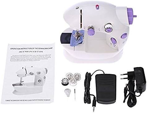 Portable Sewing Machine ,RainRR Portable Sewing Double Speed Mini Sewing Machine White and Purple