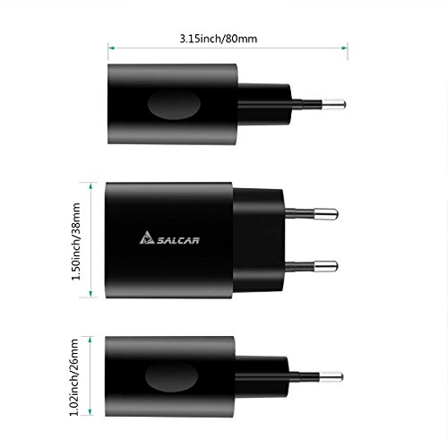 Salcar 12W 2-Port USB Ladeger  t Tragbar 5V 2 4A Netzteil f  r iPad Air 2 Mini 3  alle Smart phone z B  iPhone 6s 6s Plus  iPhone 7 7 Plus  Samsung Ga
