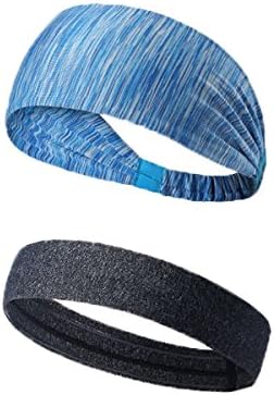 SHORWIN Headband Non Slip Sports Sweatband Stretch Elastic Yoga Soft Cotton Headbands for Men and Women 2pcs