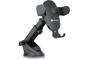 Portronics Clamp M2 Adjustable Car Mobile Phone Holder Stand for Dashboard & Windshield, 360° Rotational, Strong Suction Cup, Compatible with 4 to 6 inch Devices(Black)