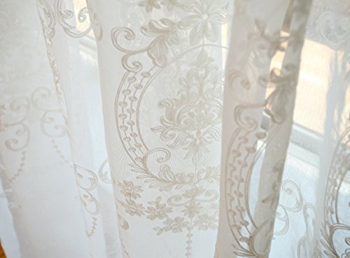 GWELL Elegant Supersanft Weiß Transparent Voile Vorhang Gardine Schal mit Ösen TOP QUALITÄT 1er-Pack 140*245cm - 3