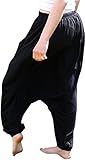 COTTON HIPPY BOHO HAREM YOGA BELLY DANCING TROUSERS BLACK - ONE SIZE 8 to 24 - 38-39