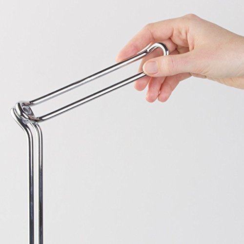 mDesign Toilettenpapierhalter freistehend – Toilettenrollenhalter ohne Bohren – moderner Klopapierhalter mit Ablage und Stauraum für mehrere Klorollen – Farbe: Chromfarben - 3