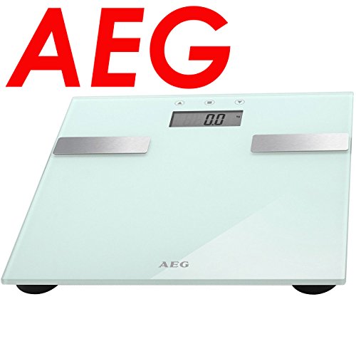 AEG DESIGNER GLAS PERSONENWAAGE 7in1 KÖRPERFETT-WAAGE Körperwaage BIS 180kg / 2kg ANALYSE-WAAGE Digital-waage Badwaage Fußwaage Badezimmerwaage mit ABSCHALTAUTOMATIK