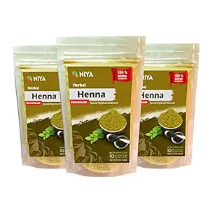 Niya Herbal Rajasthani Henna Powder (Mahendi) with Banana, Spirulina and 9 more herbs, 100 g Pack of 3