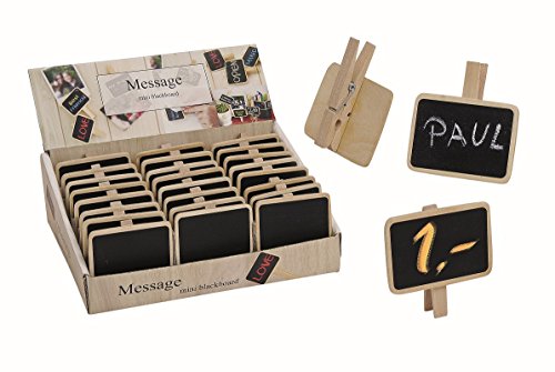 24 er Set Mini Memotafeln mit Holzclip 7cm x 5cm Tafel Holz Klammer