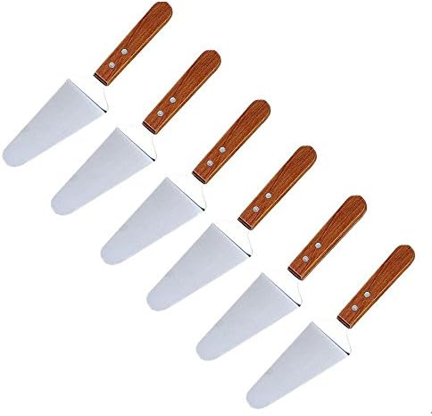 Lenhar Pack of 6 Wood Handle Stainless Steel Pie Cake Server-10 inches length