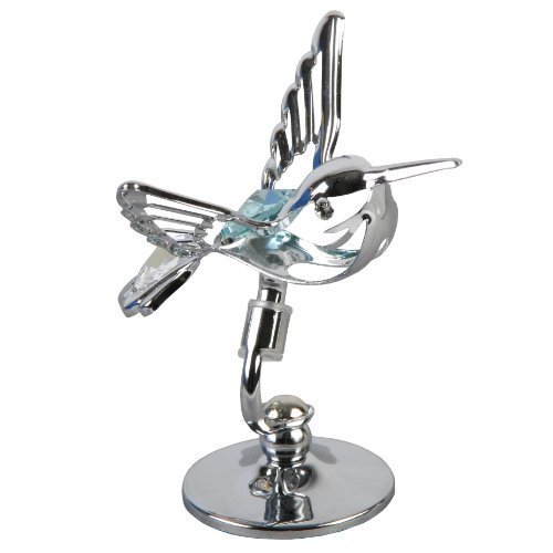 Crystocraft Keepsake Gift Ornament - Silver Hummingbird with Swarvoski Crystal Elements
