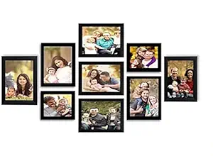 Baba handicrafts Collage Individual Photo Frames, Set of 9,Wall Hanging (2 pcs - 6x8 inch, 2 pcs - 5x7 inch,2 pcs -4x6 inch) (Half Inch Stick, Plexi Glass, Black)