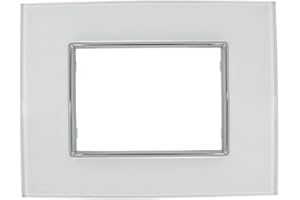 PUNTOLUCELED Placca in vetro bianco compatibile con Bticino Axolute – 3/4/6 moduli – copripresa da incasso per cassette 503/504/506/507 (3 POSTI)